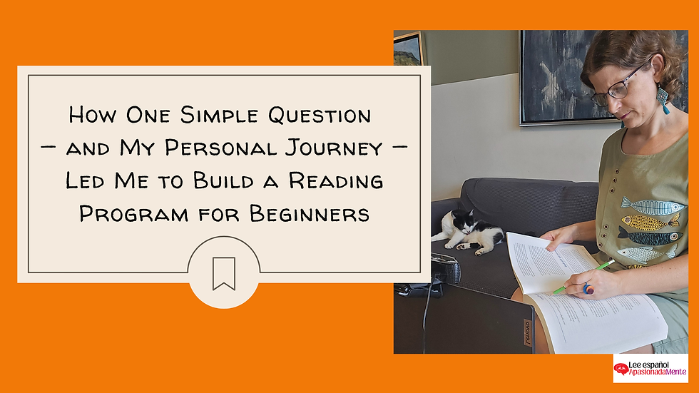 The author of the blog is reading on her sofa with her cat.
