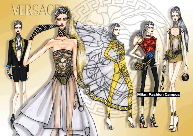 Versace Figurini Illustrazione Moda