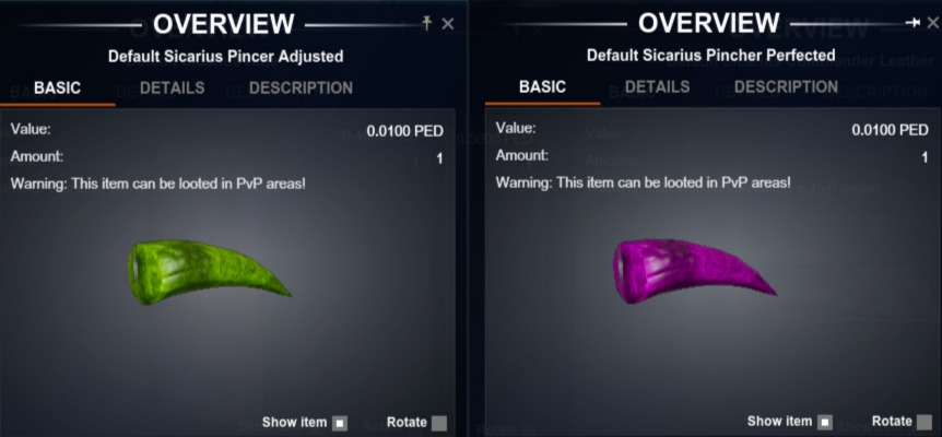 Sicarius Pincer, Adj,Imp,Mod,Aug to Perfected