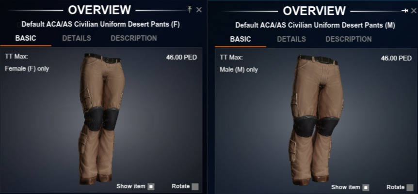 ACA/AS Civilian Uniform Desert Pants Blueprint