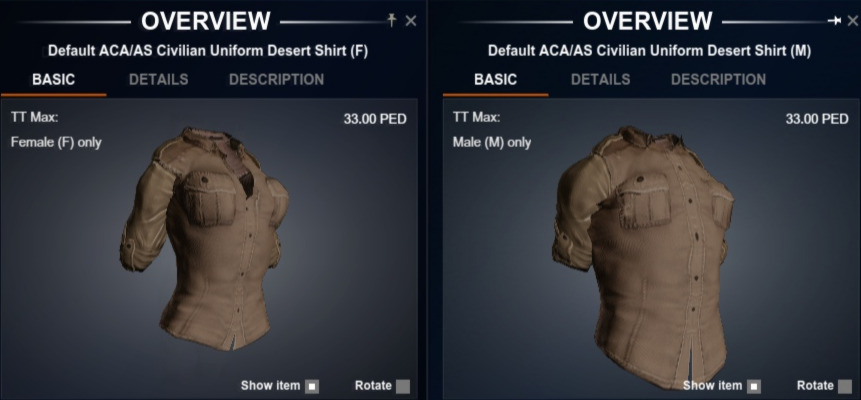 ACA/AS Civilian Uniform Desert Shirt Blueprint