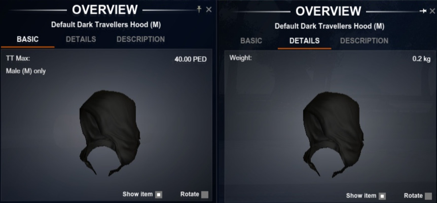 Dark Travellers Hood (M) Blueprint (L)
