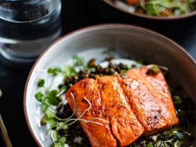 sockeye salmon and winter lentils