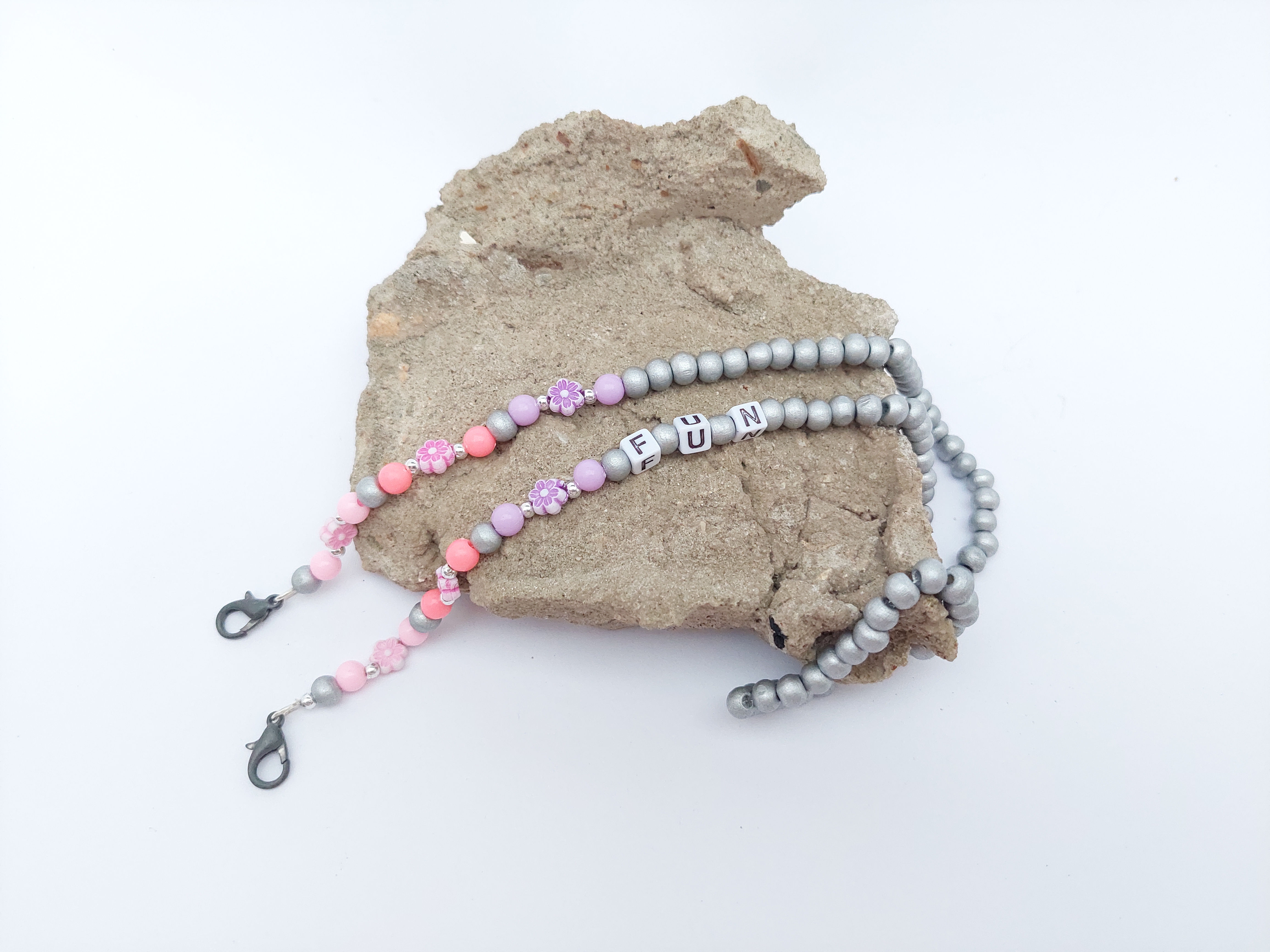 Personalized Mask Chain (pink&purple&silver)