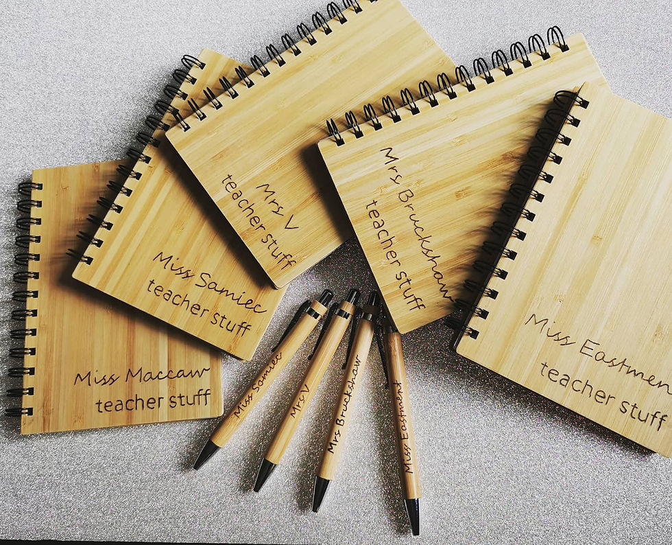Personalised Wooden Notebooks and Pens