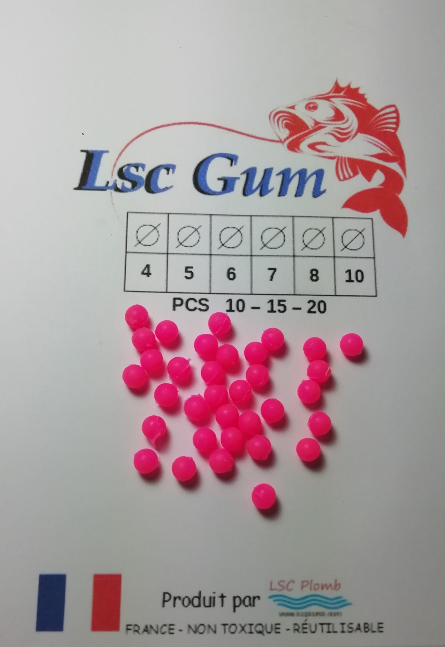 Perles rondes roses phosphorescentes