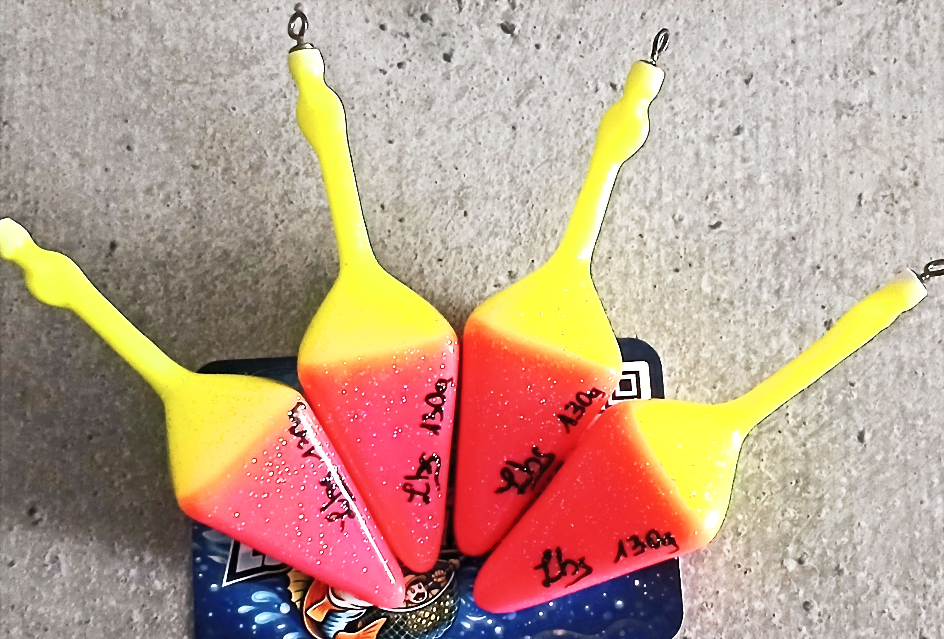 Plomb Pyramide LBS (PPB2) 8 faces Fluorescent(Jaune/jaune+couleurs/couleurs)