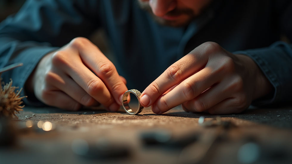 Close-up view of a jeweller crafting a custom ring