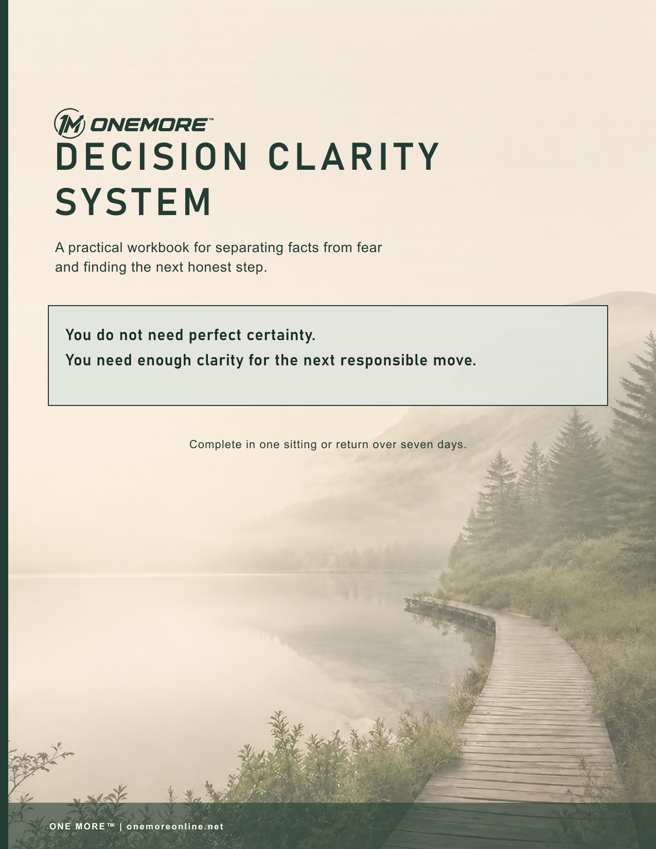 Decision Clarity System — corrected crop-safe ONE MORE digital product cover