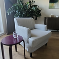 A single, comfortable armchair, in this case symbolic of individual therapy.