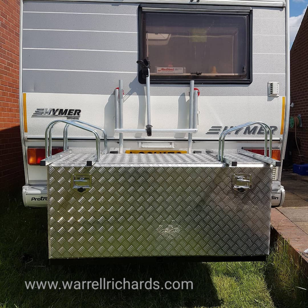 L1000 x H600 x D500mm Aluminium Chequer plate Toolbox - Camper/Caravan Back Box