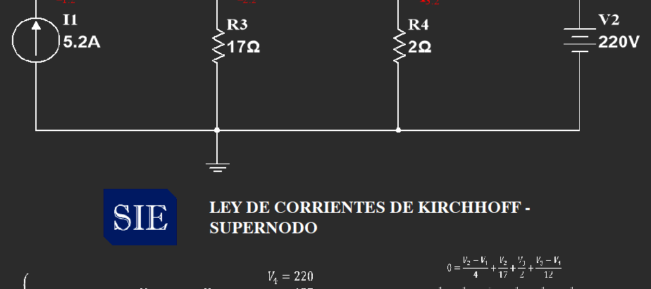 Ley de Corrientes de Kirchhoff - Supernodo