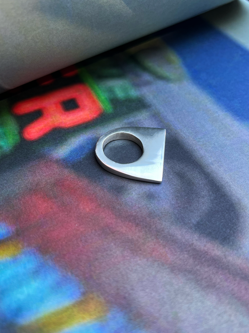 Contemporary design -Sterling silver asymmetric tapered band (ring) with angled front