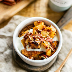 Gezonde baked oats met peer