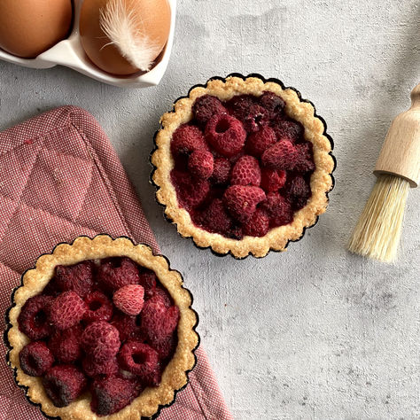 Frambozentaartje met amandelpoeder 