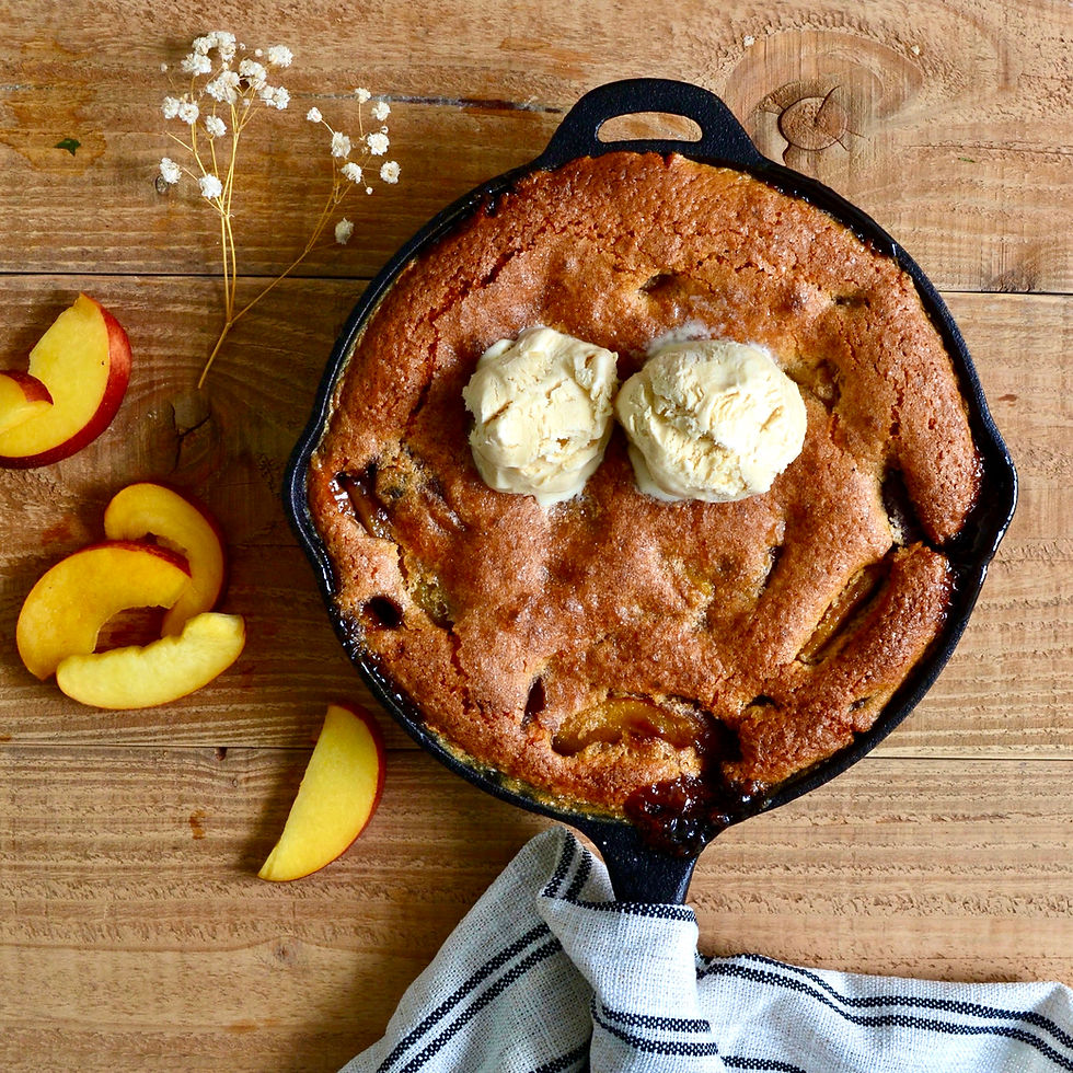 Perziktaart uit een pannetje