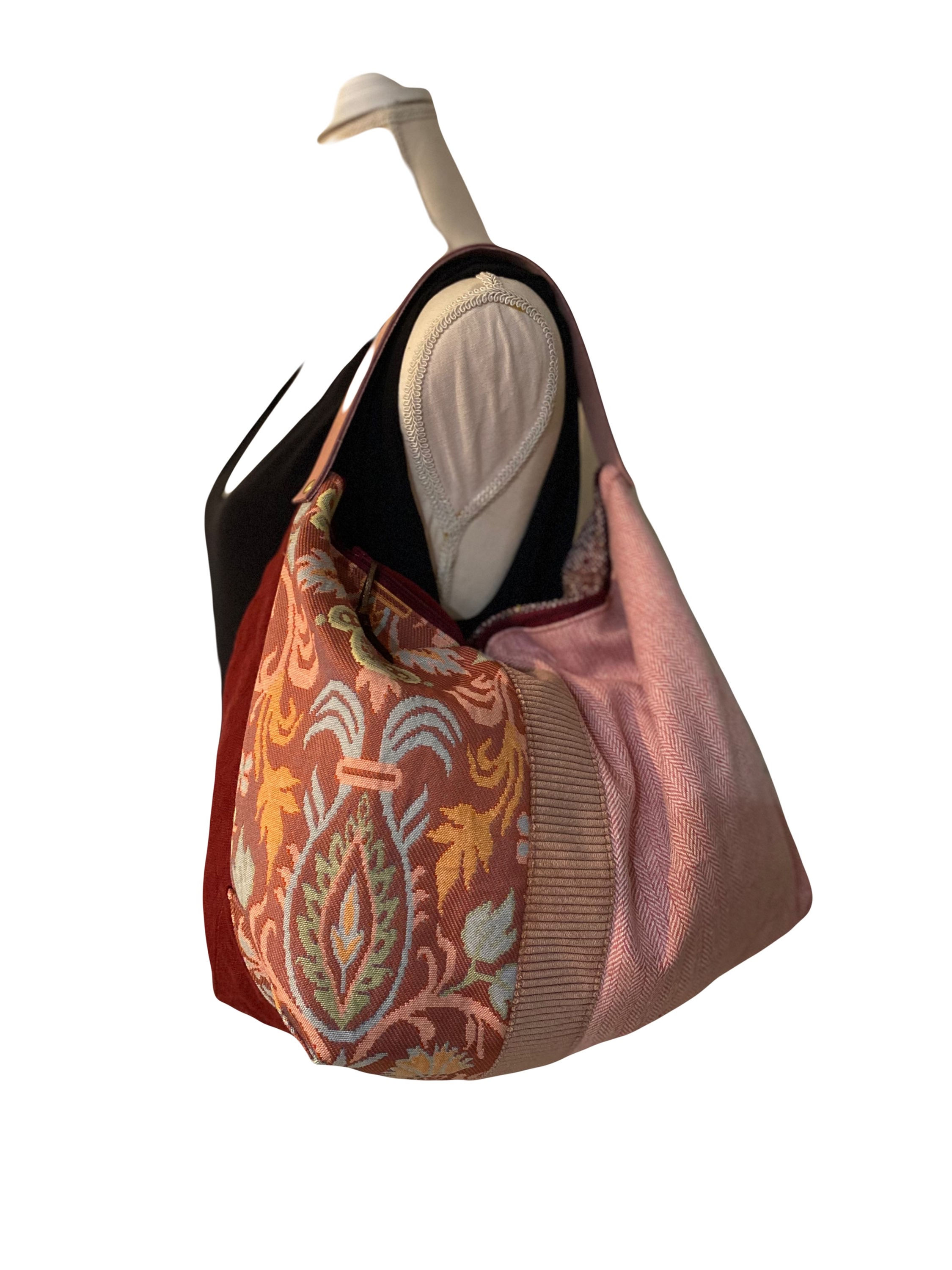 Cabas patchwork rouge/rose