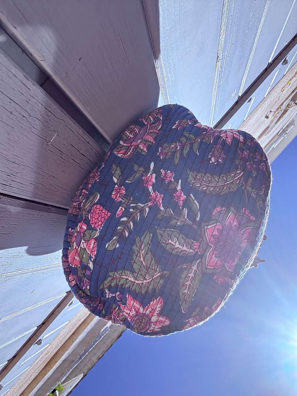 Miniature : Sac sceau matelassé indien bleu bandoulière cuir rose