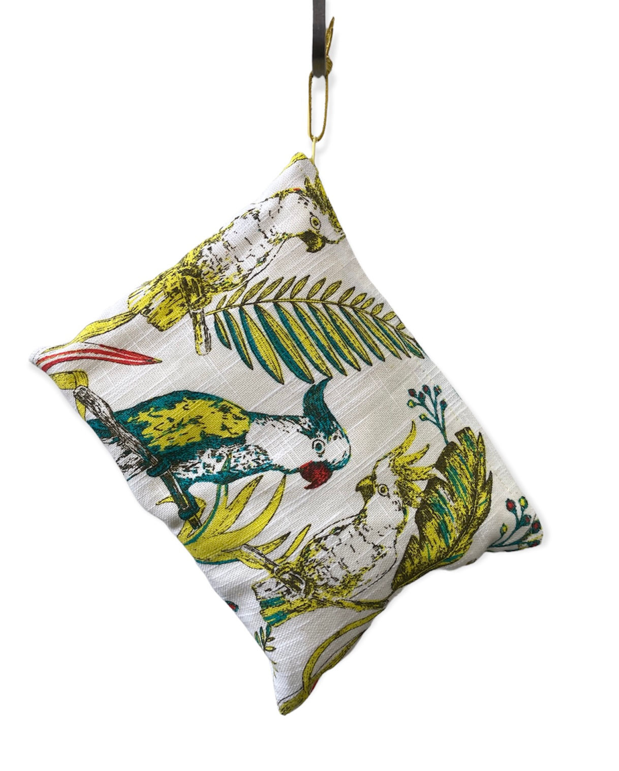 Pochette de sac perroquet fond blanc 