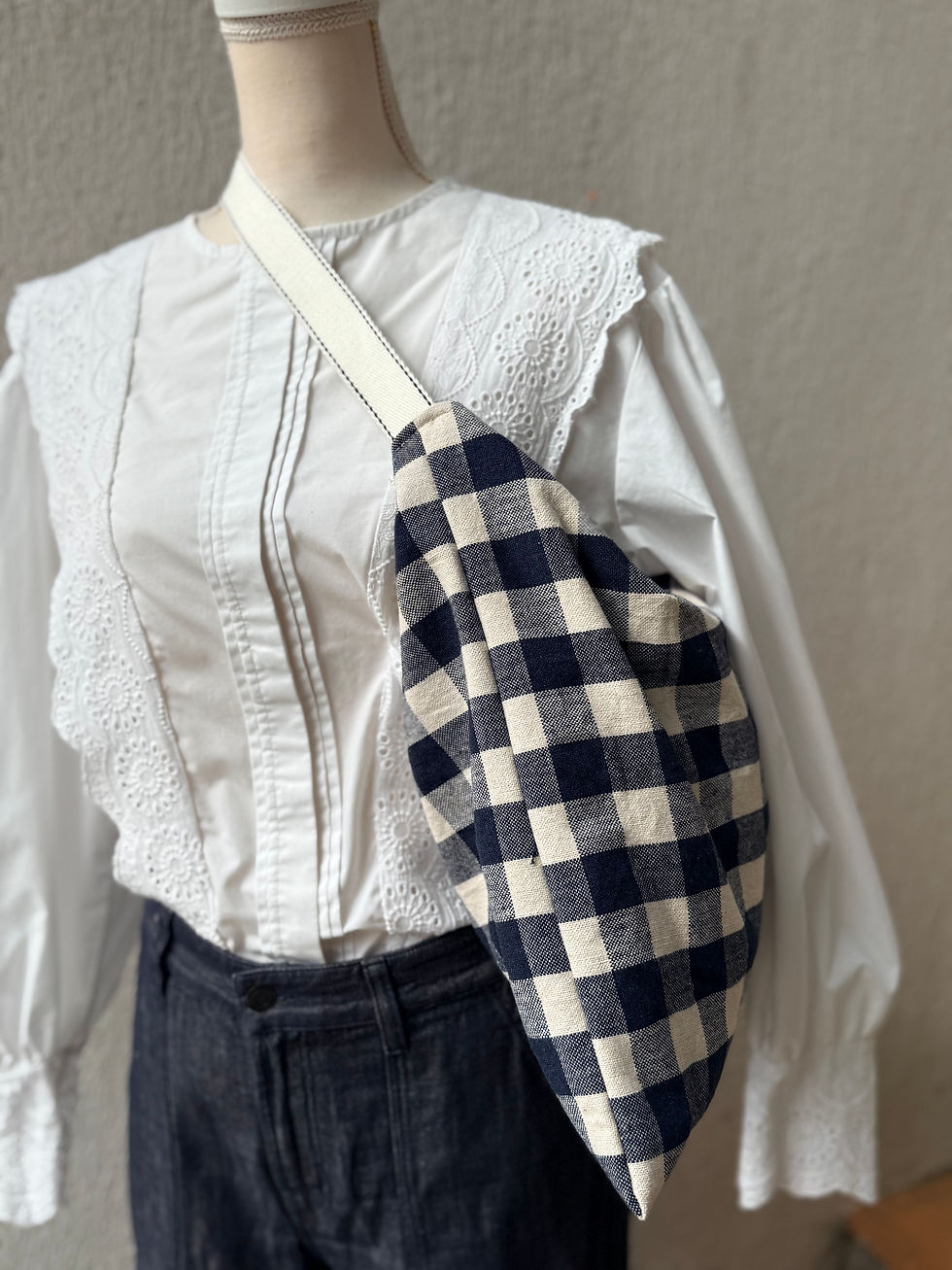 Miniature : Cabas médium Ange carreau marine 