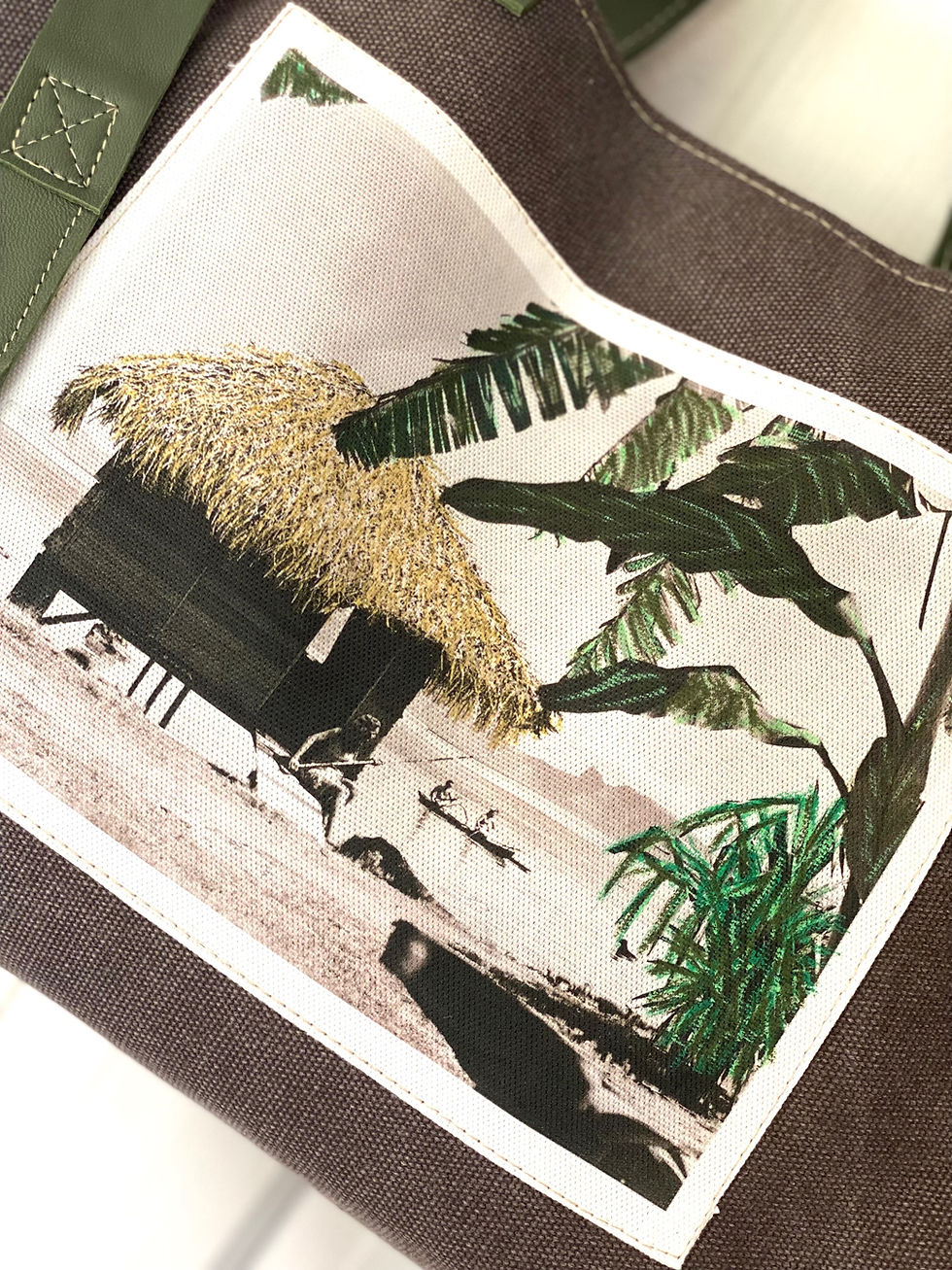 Miniature : Cabas Tahiti Vintage - le Faré sur la plage 