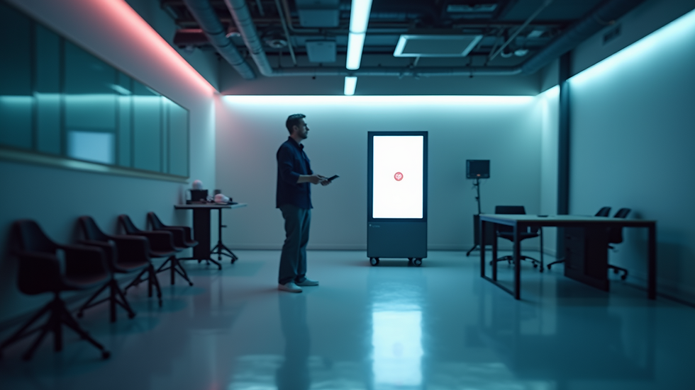 Eye-level view of a modern training room with laser equipment