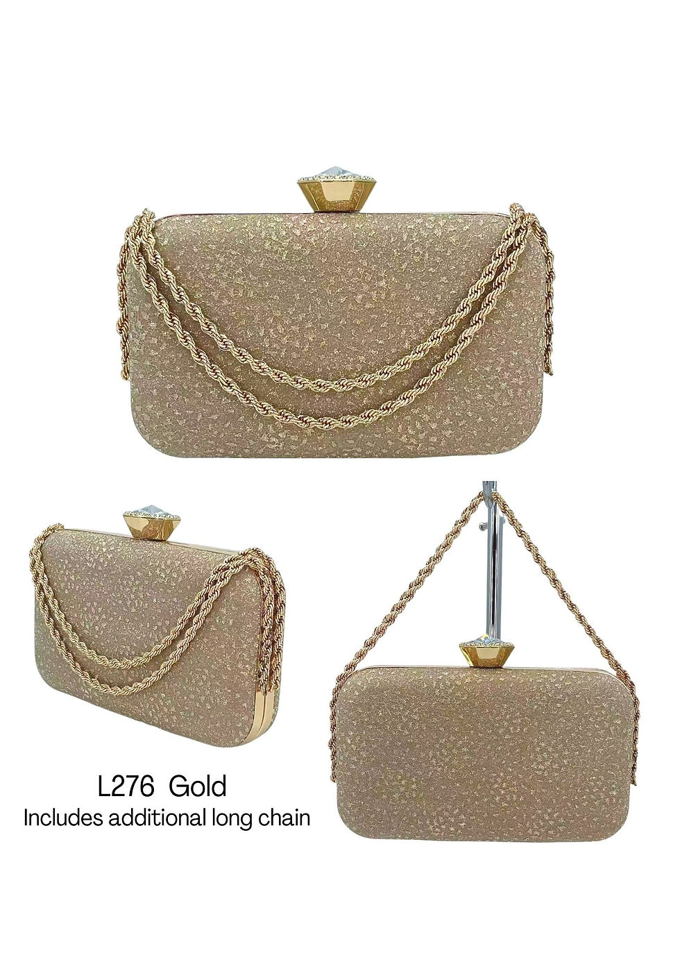 Thumbnail: L276 Rope Rhinestone Clutch