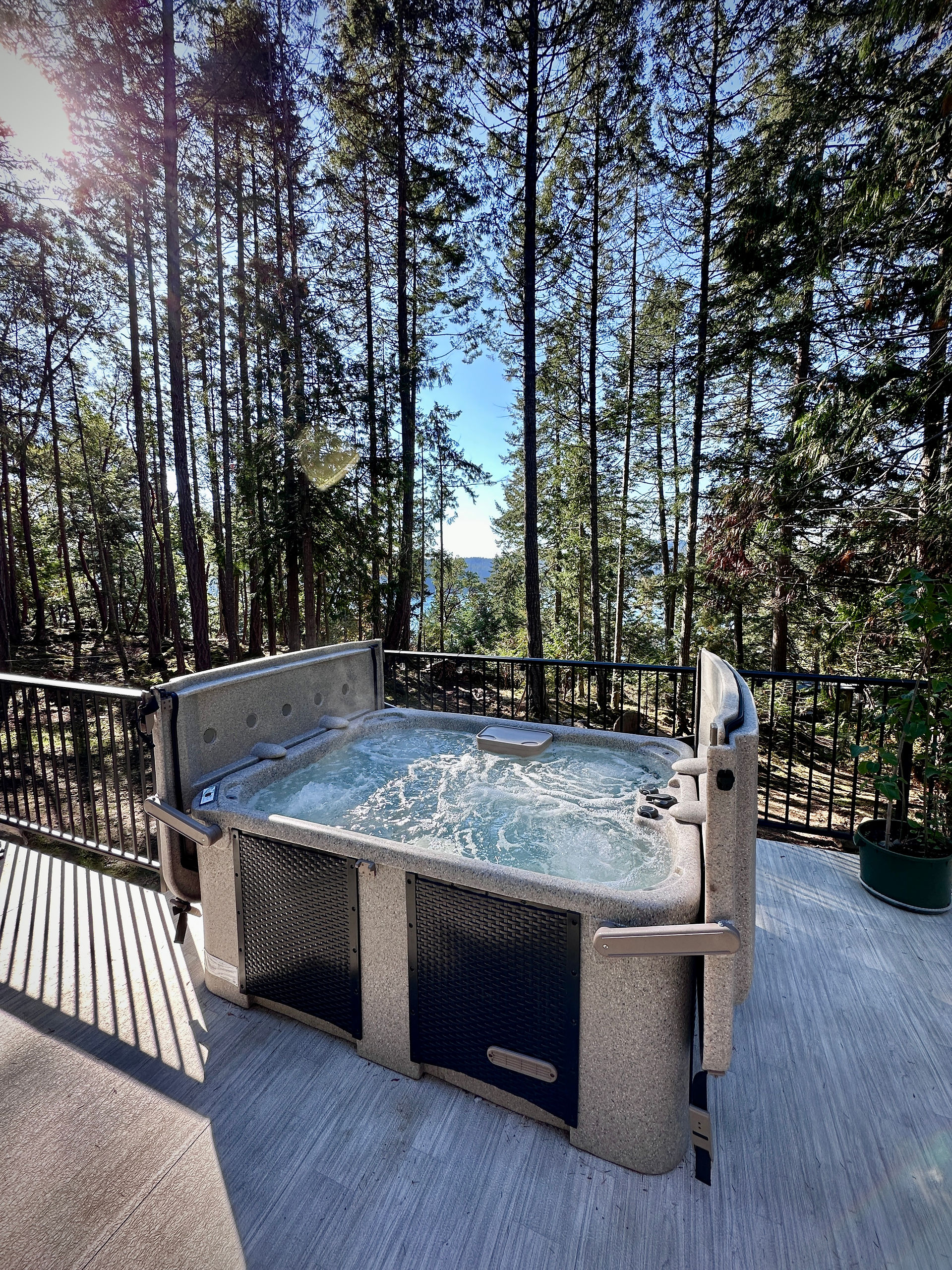 Relax in the hot tub at the Grove on Mayne Island