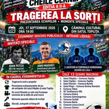 CUPA „CHEILE CERNEI” ADUNĂ 12 ECHIPE LA START