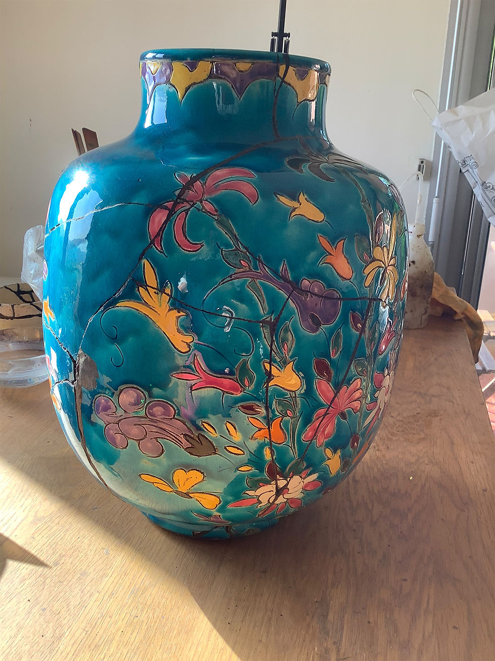 Vase après nettoyage du mugi urushi