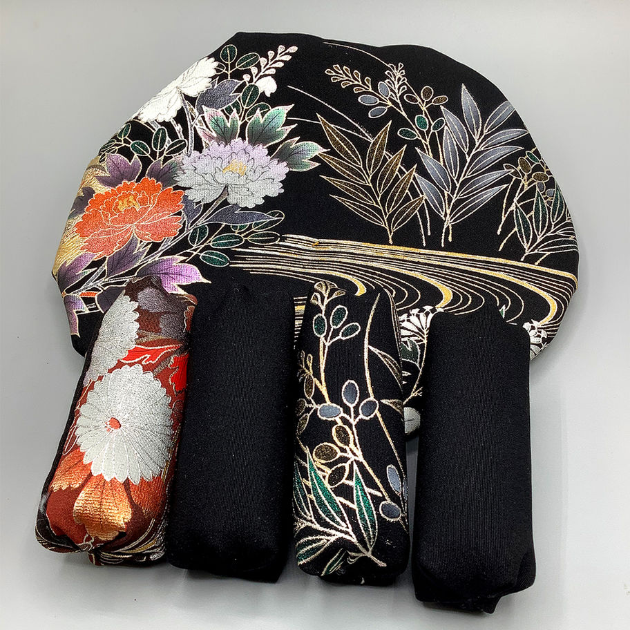 Pochon de protection en soie Kinsai Tango, motifs floraux, pour bol à thé Shino