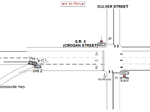 Accident on Crogan Street as Vehicle Enters from Lawrenceville Highway