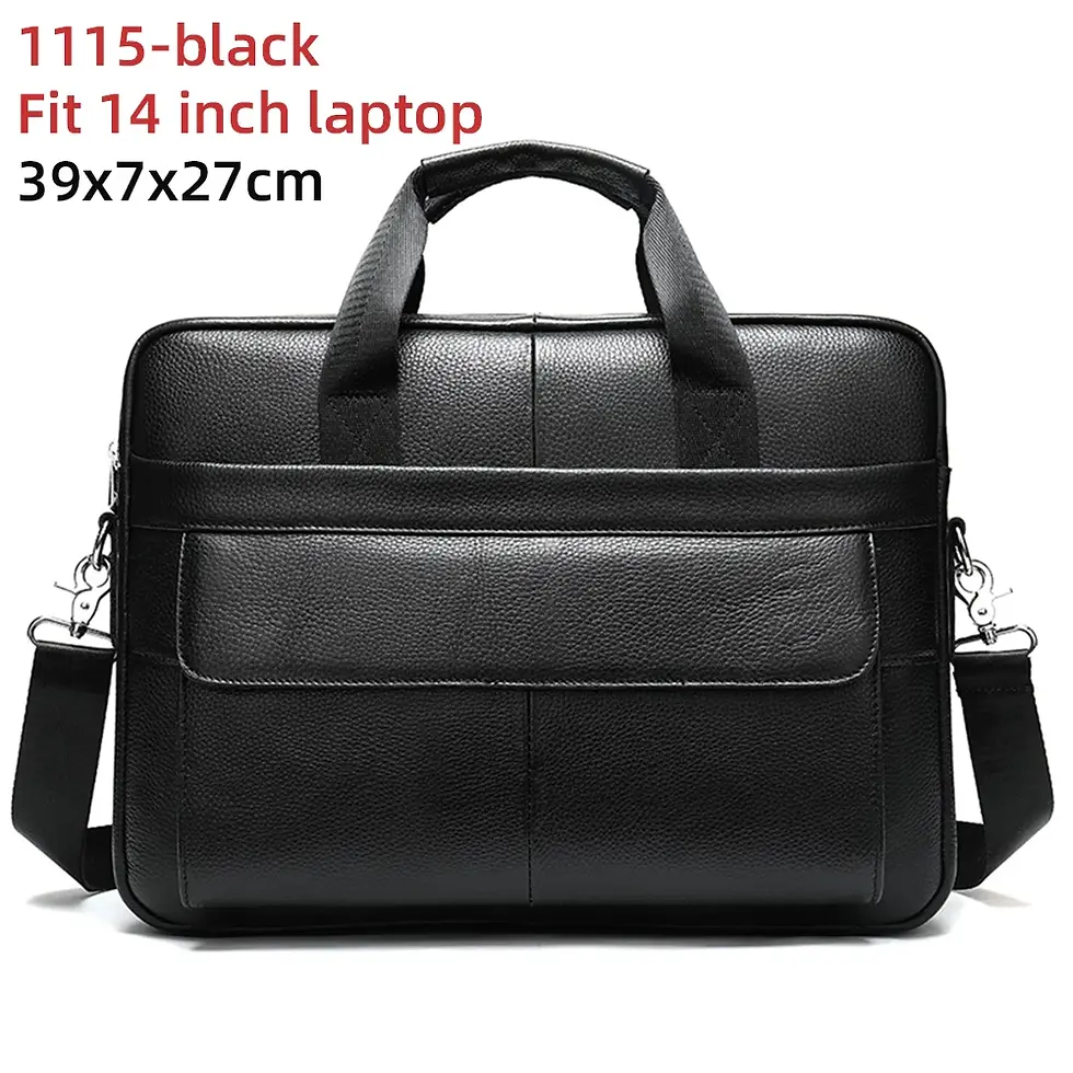 Thumbnail: Leather 14'' Laptop Bag Man Leather Office Business Bags for Document 8572