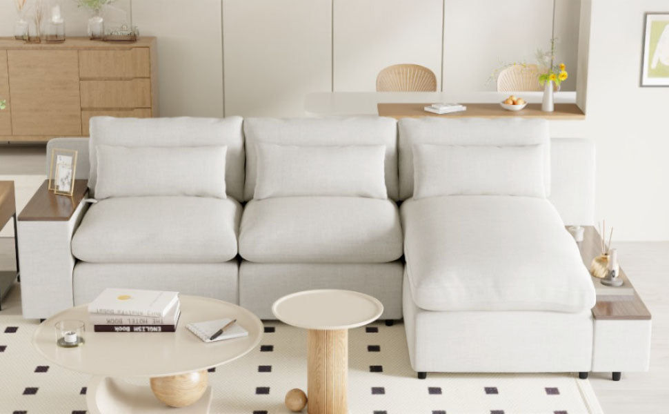 Thumbnail: L-Shaped Modular Sectional Sofa With Removable Back Cushions