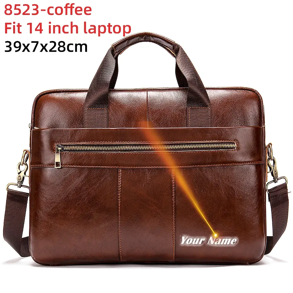 Thumbnail: Leather 14'' Laptop Bag Man Leather Office Business Bags for Document 8572