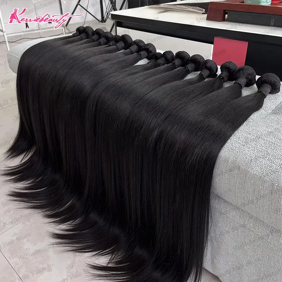 12A 30 34 40 Inch Bone Straight Human Hair Bundle Natural Black 3 4 5 Bundles