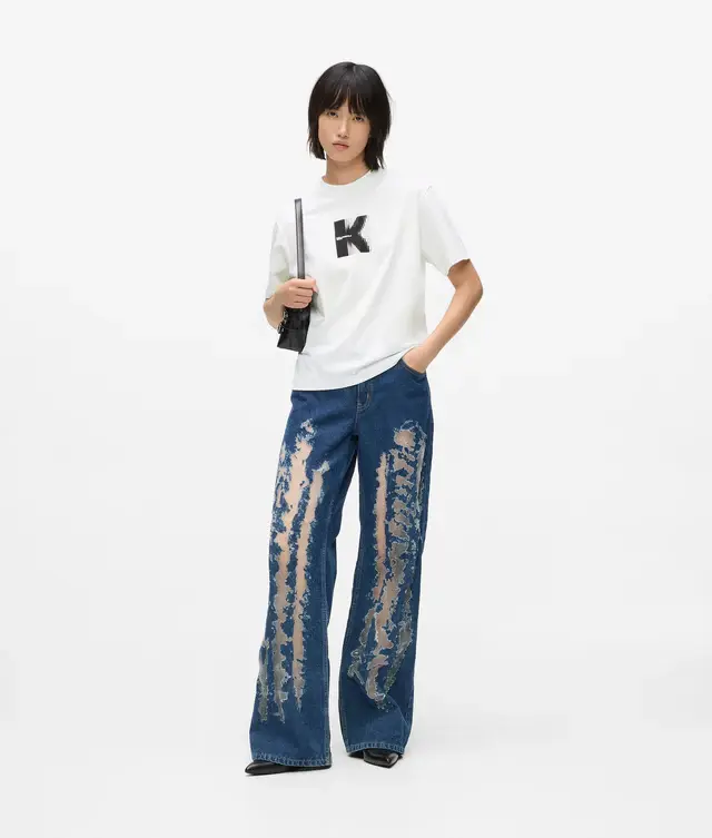 Küçük resim: KARL LAGERFELD JEANS Mavi Bol Kesim Kot Pantolon