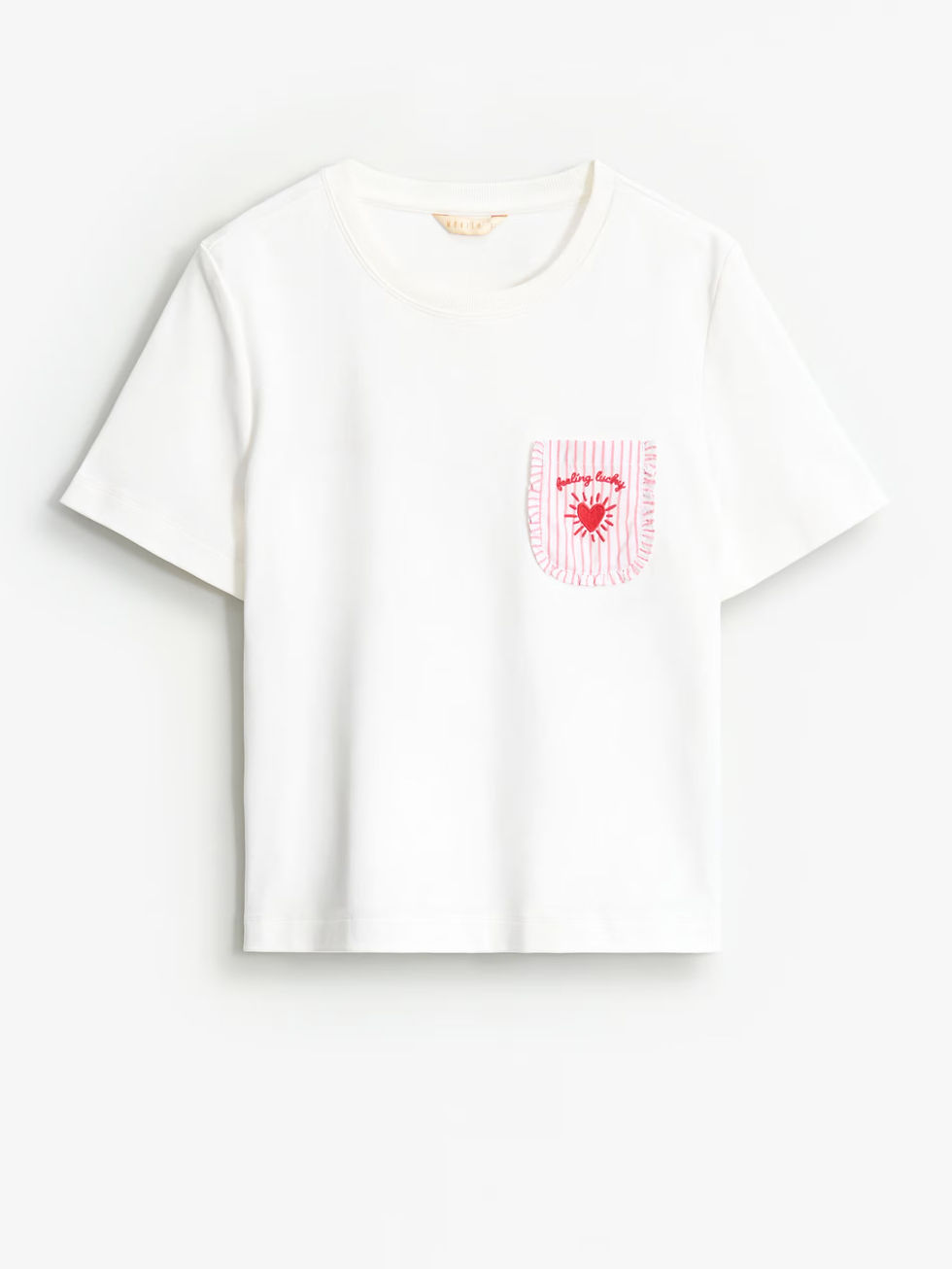 Küçük resim: Nakış Cepli Pamuklu Tshirt