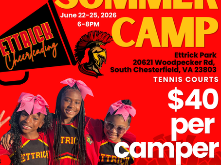 Summer Cheer Camp Registration Open Through June 12, 2026: Camp is June 22-25, 2026