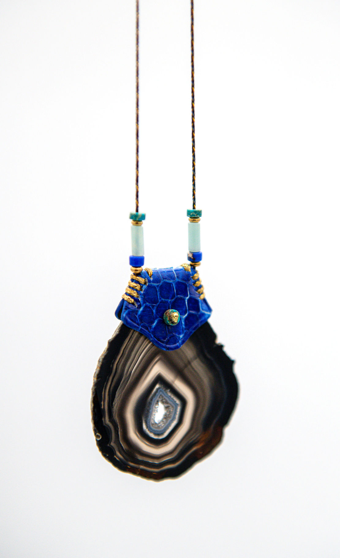 SAUTOIR AGATE & SERPENT D'EAU
