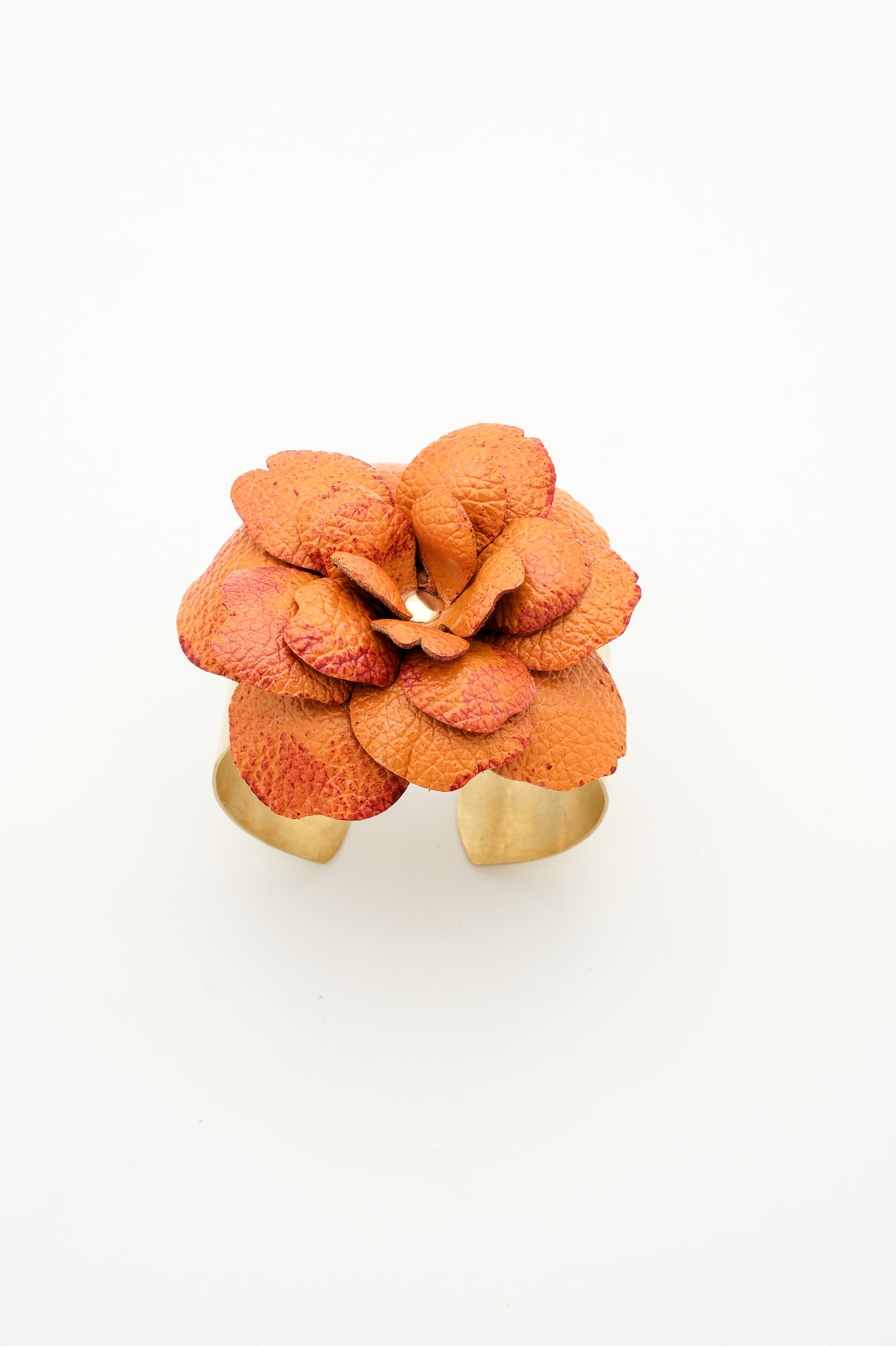 MANCHETTE / BROCHE FLEUR ORNEMENTALE / ORANGE