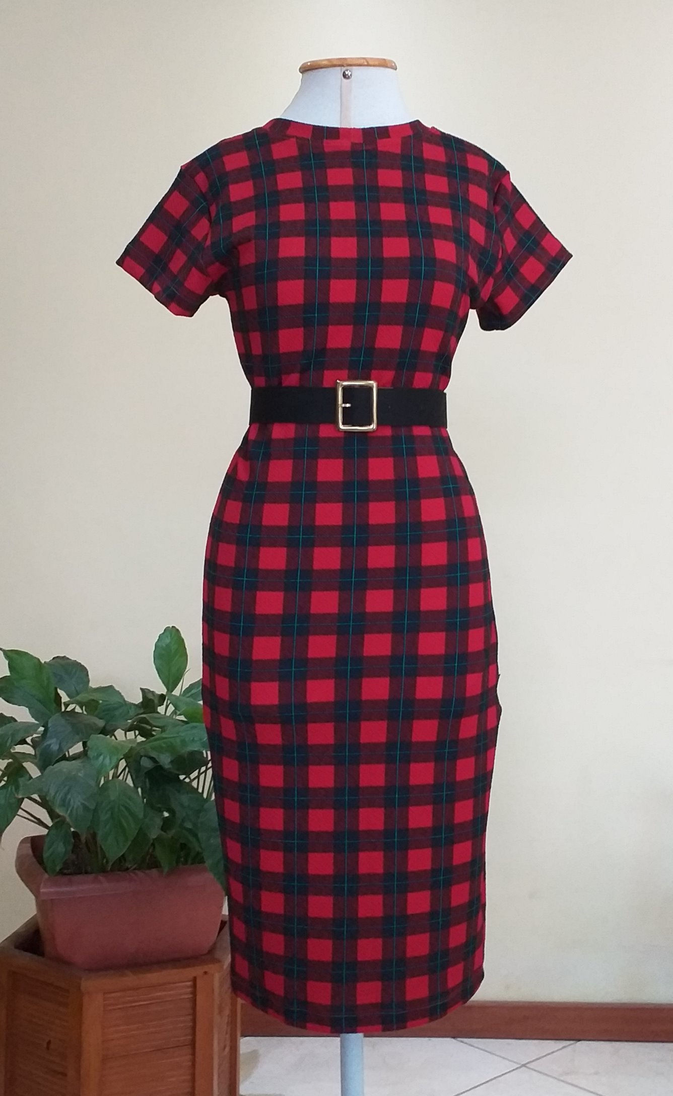 Vestido xadrez de manga