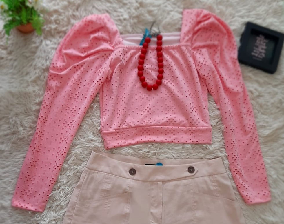 Miniatura: Cropped de manga longa