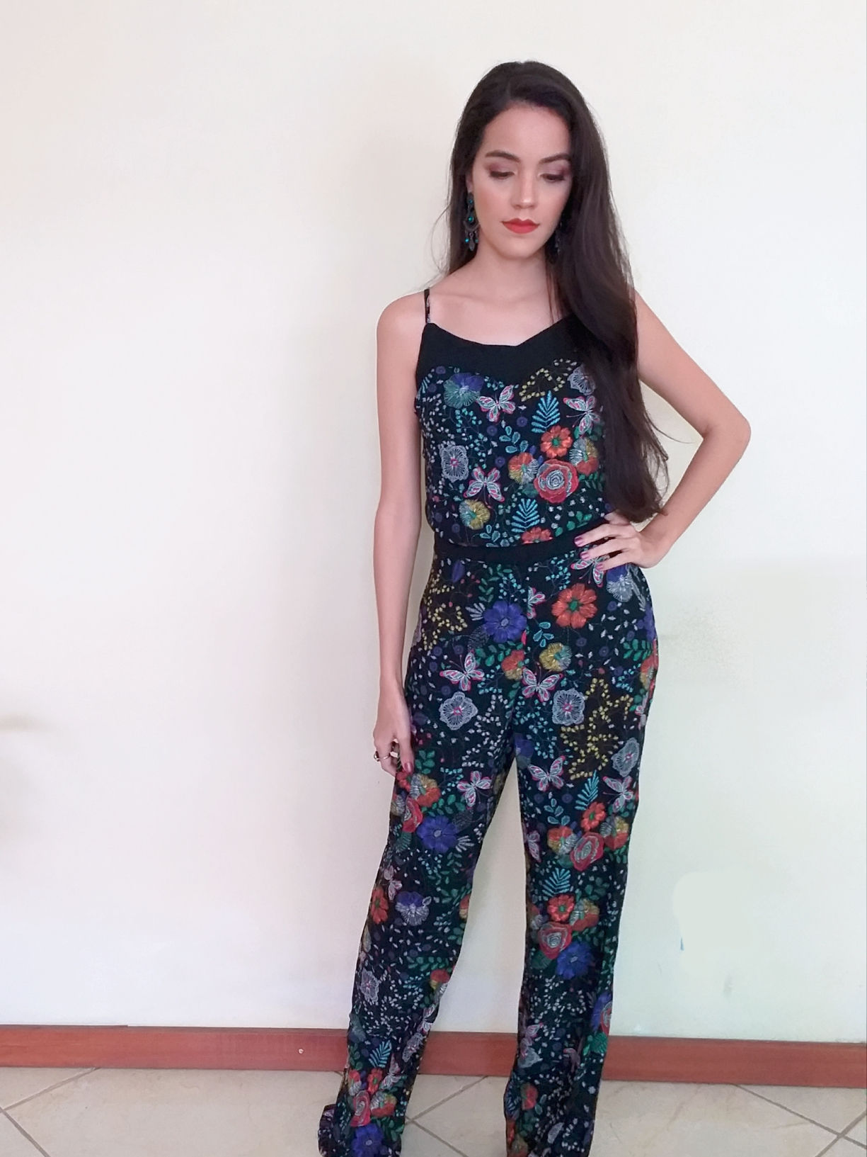 Macacão longo estampado