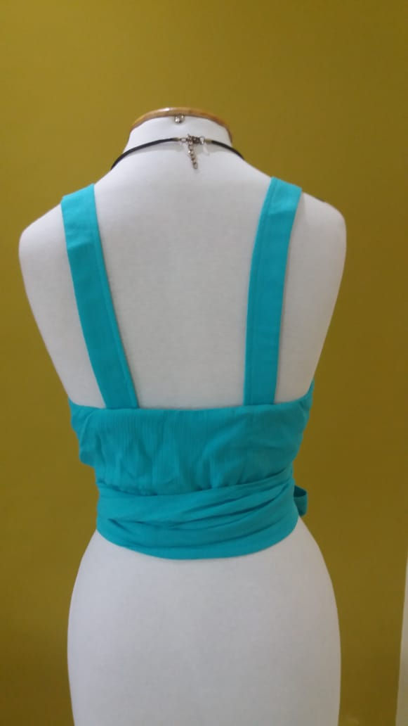 Miniatura: Blusa envelope azul truquesa