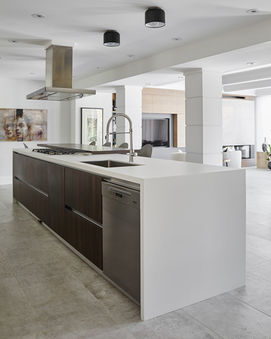 Modern white kitchen island