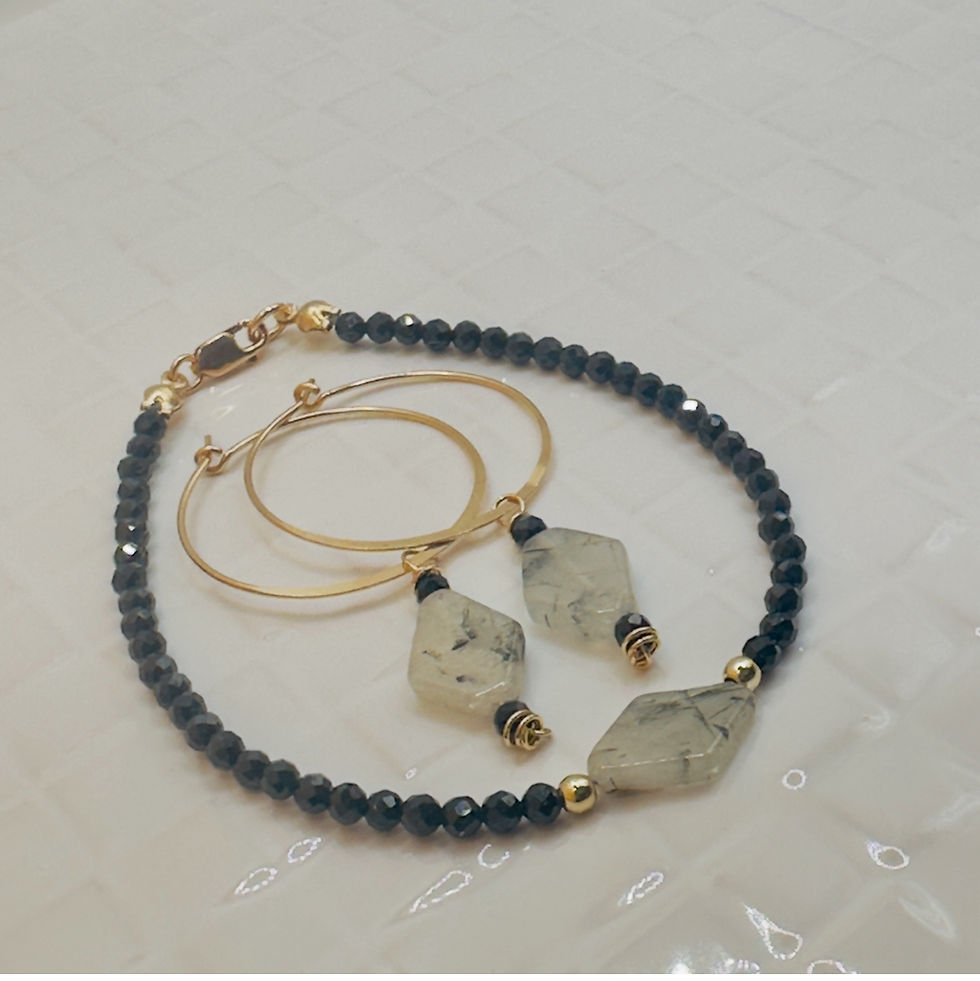 Thumbnail: 14k GF Prehnite & Spinel Set 