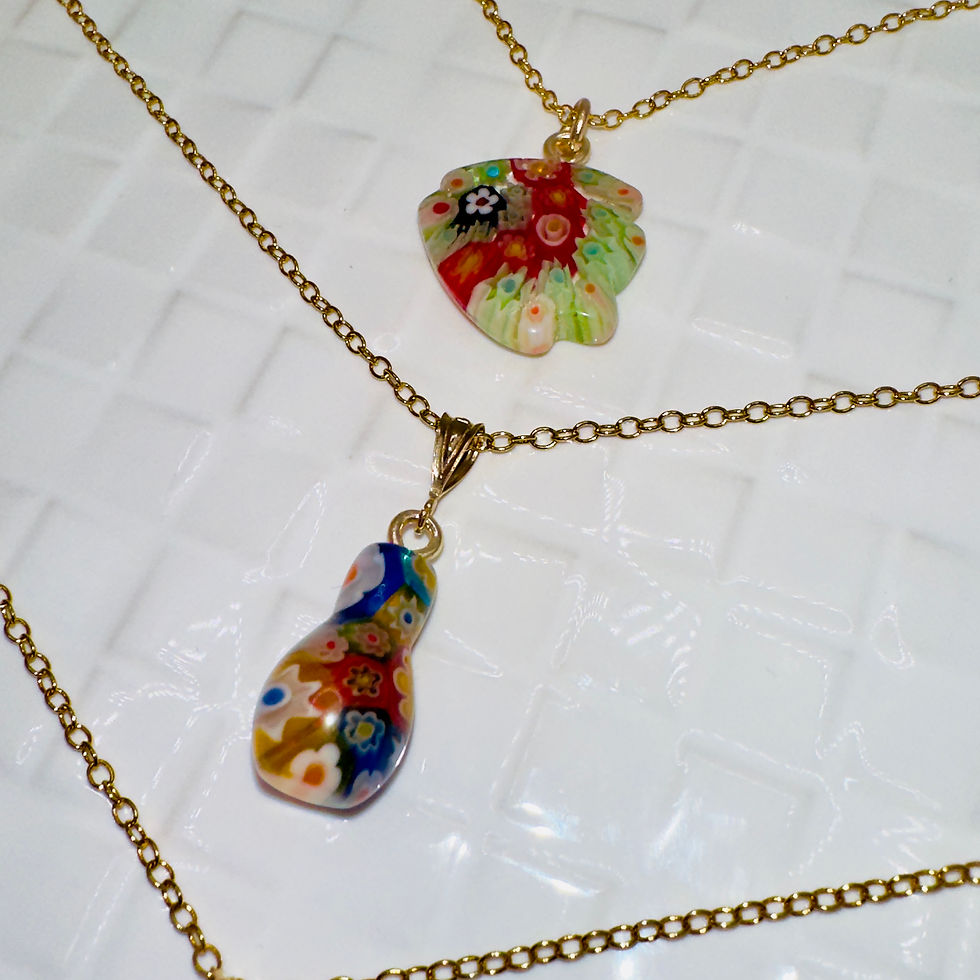 Thumbnail: 14kGF chain set with colorful mosaic pendants