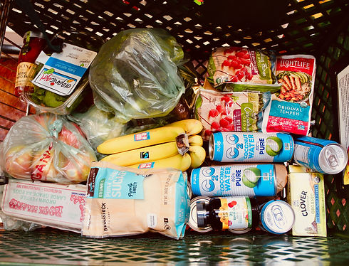 Grocery items in cart