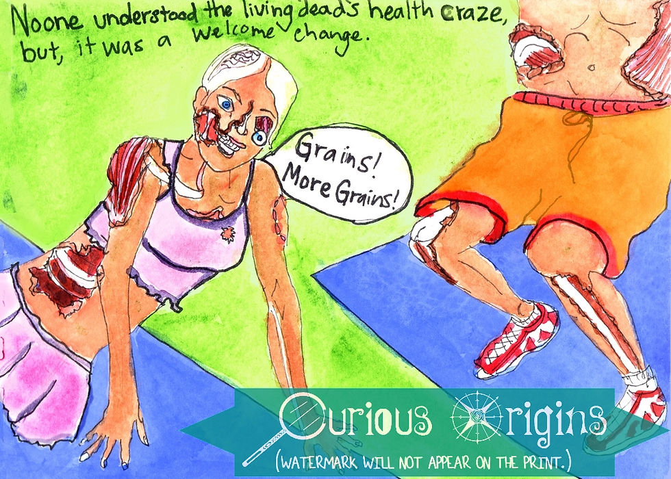 Thumbnail: Health Crazed Zombies /The Alternative Zombie Apocalypse Funny Morbid Watercolor
